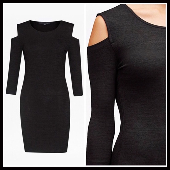 FRENCH CONNECTION COLD OFF THE SHOULDER 3/4 LONG SLEEVES KNIT MINI DRESS A2C - Picture 6 of 8